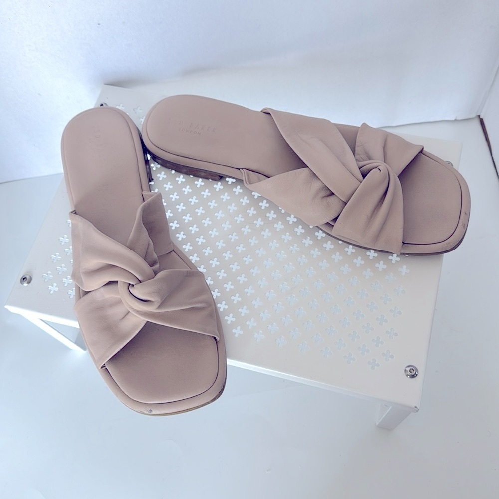 Ted Baker Blush Knotted Slides Sandals Size 9.5 Summer Beach Flats Slip On 40 EU - Picture 2 of 6